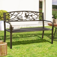 Livsip Garden Bench Outdoor Furniture Backyard Seat Park Lounge Bird Pattern, Bronze