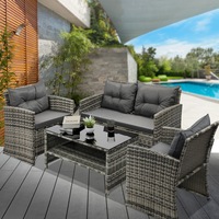 Livsip Outdoor Furniture 4 PCS Outdoor Lounge Setting Patio Wicker Sofa Set