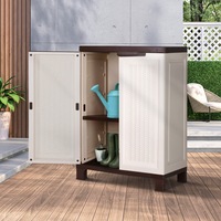 Livsip Outdoor Storage Cabinet Box Garden Garage Cupboard Adjustable Lockable