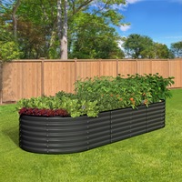 Livsip Raised Garden Bed Beds Kit Planter Oval Galvanised Steel 240cmX80cmX56cm