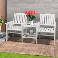 Livsip Wooden Garden Bench 2 Seat Table Loveseat Outdoor Patio Furniture