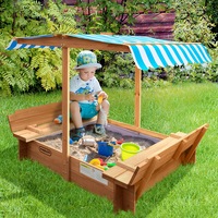 Mazam Kids Sandpit Outdoor Toys Wooden Sandbox Beach Box Play Children Canopy