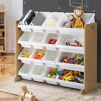 Oikiture Kids Toy Box Organiser 16 Bins Display Shelf Storage Rack Drawer