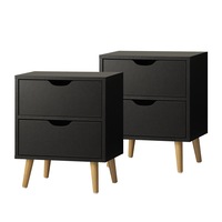 Oikiture 2 X Bedside Tables Side Table Bedroom Furniture Black