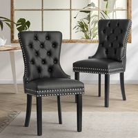 Oikiture 2x Dining Chairs Upholstered French Provincial Tufted Kitchen PU Leather