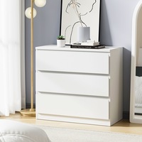 Oikiture 3 Chest of Drawers Lowboy Storage Cabinet White