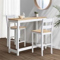 Oikiture 3PCS Bar Table Set 2 Stools Chairs Kitchen Dining Breakfast Cafe Tables