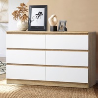 Oikiture 6 Chest of Drawers Tallboy Dresser Table Storage Cabinet Wooden White