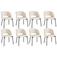 Oikiture 8x Armchair Dining Chair Accent Chairs Tub Armchairs Sherpa Black&White