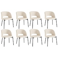 Oikiture 8x Armchair Dining Chair Accent Chairs Tub Armchairs Sherpa Black&White