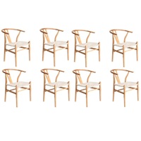 Oikiture 8x Dining Chair Wooden Hans Wegner Chair Wishbone Cafe Lounge Seat