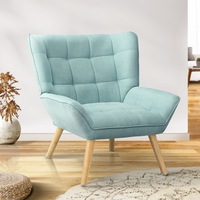 Oikiture Armchair Accent Chairs Sofa Lounge Fabric Upholstered Tub Chair Blue