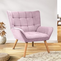 Oikiture Armchair Accent Chairs Sofa Lounge Fabric Upholstered Tub Chair Pink