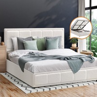 Oikiture Bed Frame Double Size Gas Lift White BOSS