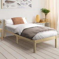 Oikiture Bed Frame King Single Wooden Platform Bed Base Frame Wood Natural Pinewood Base Headboard