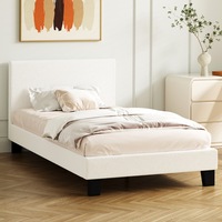 Oikiture Bed Frame King Single Size Boucle Fabric Platform Wooden