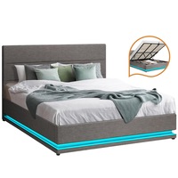 Oikiture Bed Frame King Size RGB LED Gas Lift Base Storage