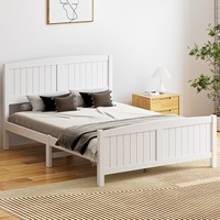 Oikiture Bed Frame Queen Double King Single Wooden Base Timber Platform White