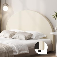 Oikiture Bed Head Headboard King Fabric Bedhead Beige