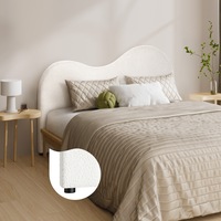 Oikiture Bed Head Queen Double King Single Headboard Bedhead Boucle Fabric White