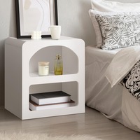 Oikiture Bedside Table Display Shelf Side Table Storage Cabinet Nightstand White