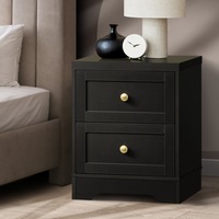 Oikiture Bedside Tables Side Table 2 Drawers Black