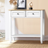 Oikiture Console Table Hallway Entry 2 Drawers Hall Side Display Shelf Desk