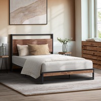 Oikiture Metal Bed Frame Single Size Beds Base Platform Wood