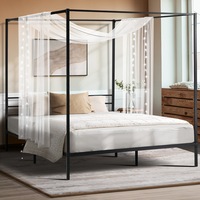 Oikiture Metal Canopy Bed Frame Double Size