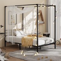 Oikiture Metal Canopy Bed Frame Single Size Beds Platform