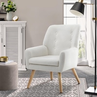 Oikiture Armchair Sherpa Accent Armchairs Tub Chairs Sofa White
