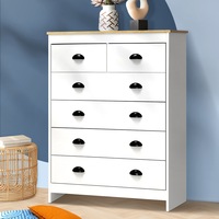 Oikiture Tallboy 6 Chest of Drawers White