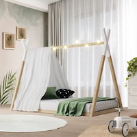 Oikiture Bed Frame Wooden Teepee House Frame Pine Timber Bed Base