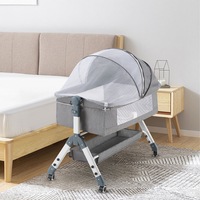 PlayPals Baby Cot Crib Bed Portable Bassinet Bedside Sleeper Adjustable Height