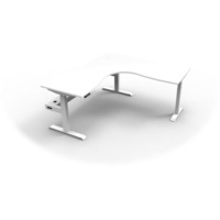 Rapidline Boost + Corner Workstation with Cable Tray W1800 x W1800 x D750 x H620-1270mm Natural White Top White Base