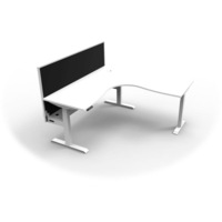 Rapidline Boost + Corner Workstation with Screen and Cable Tray W1800x W1800 x D750 x H620-1270mm Natural White Top White Base