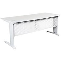 Summit Straight Desk White Steel Frame With Cable Beam 1500Wx750D White Top