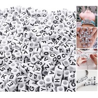 320X Mixed Alphabet Letter Cube Craft Charms Beads 6mm Handmade White and Black