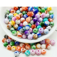 70X 7mm Beads Acrylic Plastic Jewellery Round Mixed Colours Crafts Spacer Loose