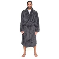 Mens Grey Winter Coral Fleece Dressing Gown Bath Robe (1198 New)