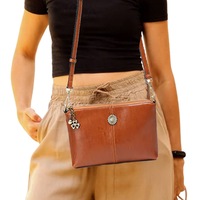 Cowhide Leather Wristlet Clutch Wallet Purses Small Envelope Crossbody Bags for Women- Brown