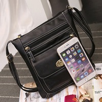 Women's Cross-Body Bag with Clasp Cell Phone Purse with Adjustable Strap - Black