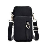 Waterproof Nylon Cute Crossbody Cell Phone Purse Smartphone Wallet Bag for Women- Black