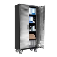 Mobile Steel Storage Cabinet - Metal Garage Cupboard on Lockable Wheels 1828mm