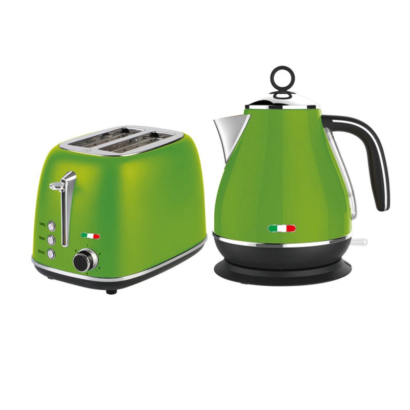 Vintage Electric Kettle and 2 Slice Toaster SET Combo Deal Stainless Steel Lime