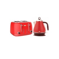 Vintage Electric Kettle and Toaster Combo Red Stainless Steel