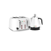 Vintage Electric kettle and Toaster Combo White Stainless Steel