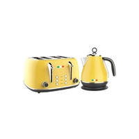 Vintage Electric Kettle and Toaster Combo Yellow Stainless Steel