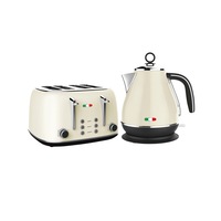 Vintage Electric Kettle and Toaster Set Combo Cream Stainless Steel