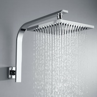 Decaura WElS 8" Rain Shower Head Set Square Brass Gooseneck Shower Wall Arm DIY Chrome